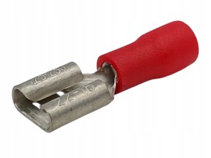 Konektor 6,3 z izolowaną tulejką czerwony 100 sztuk