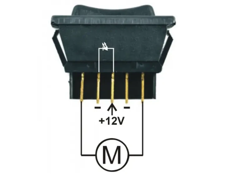 Przełącznik do szyb z logo 12V 20A - podłączenie