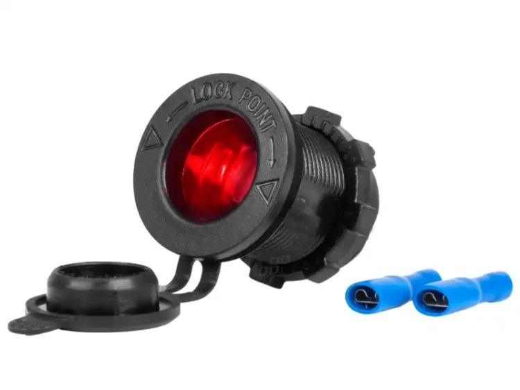 Gniazdo zapalniczki hermetyczne podświetlane, czerwone