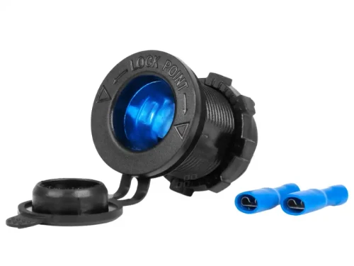 Gniazdo zapalniczki hermetyczne podświetlane, niebieskie