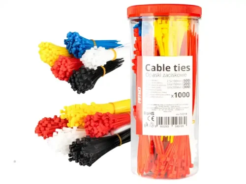 Opaski zaciskowe plastikowe - kolorowe - zestaw 1000 sztuk