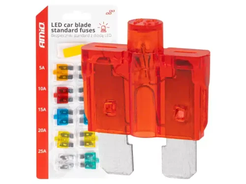 Zestaw bezpieczników samochodowych UNI z diodą LED