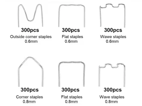 Zszywki do spawania plastiku - zestaw 1800 sztuk - wymiary