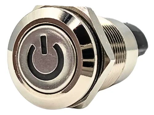 Przycisk wandaloodporny "POWER", bistabilny 12V 2A niebieski