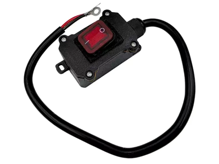 Przełącznik w obudowie hermetycznej IP65 20A 24V z przewodem 40 cm i końcówkami M6