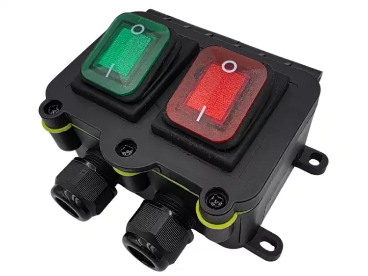 Podwójny przełącznik hermetyczny IP65 KCD4 16A 250V w puszce hermetycznej