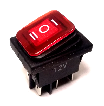 Przełącznik 12V 20A czerwony hermetyczny 3 pozycyjny