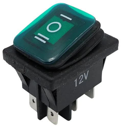 Przełącznik 12V 20A zielony 3-pozycyjny