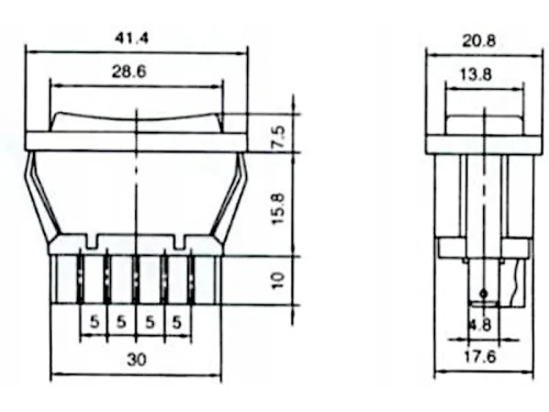 Uniwersalny przełącznik do szyb elektrycznych wymiary