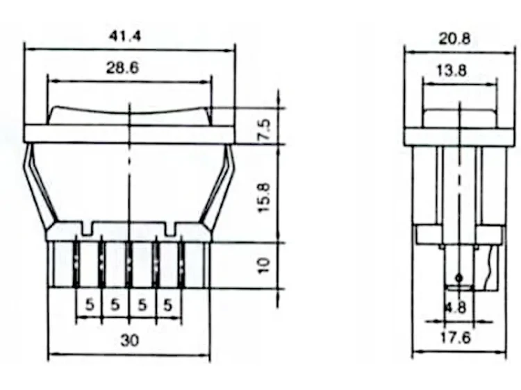 Uniwersalny przełącznik do szyb elektrycznych wymiary