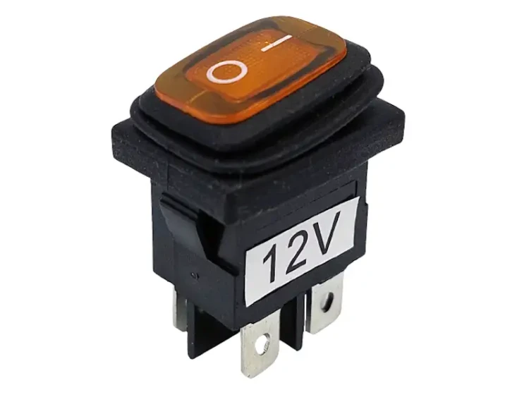 Przełącznik hermetyczny 12V 20A żółty 2-tory 2-pozycyjny