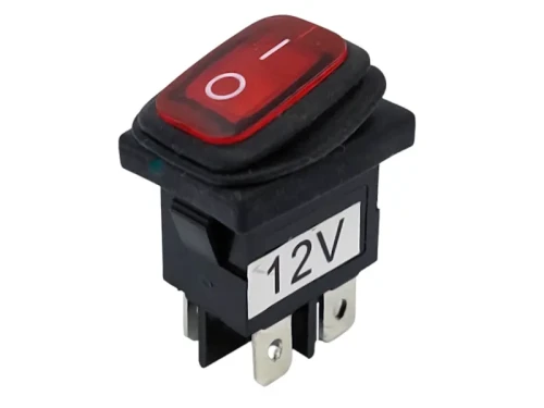 Przełącznik hermetyczny 12V 20A czerwony 2-tory 2-pozycyjny