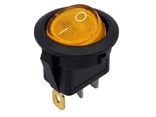 Przełącznik podświetlany 12V 20A okrągły żółty