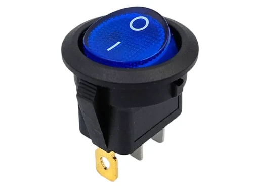 Przełącznik podświetlany 12V 20A okrągły niebieski