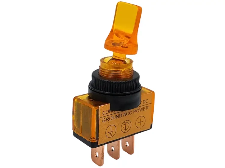 Przełącznik dźwigniowy 12v podświetlany żółty