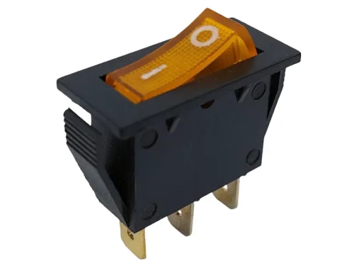 Przełącznik podświetlany 12V 20A żółty 2-pozycyjny prostokątny  on-off