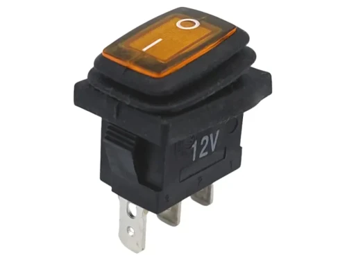 Przełącznik hermetyczny 12V 20A żółty mały 2-pozycyjny