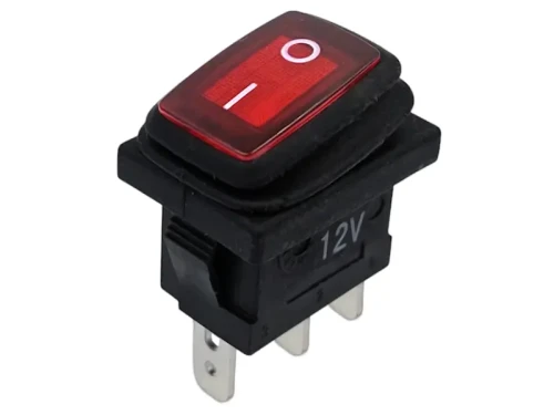 Przełącznik hermetyczny 12V 20A czerwony mały 2-pozycyjny
