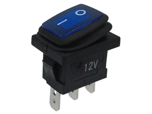 Przełącznik hermetyczny 12V 20A niebieski mały 2-pozycyjny