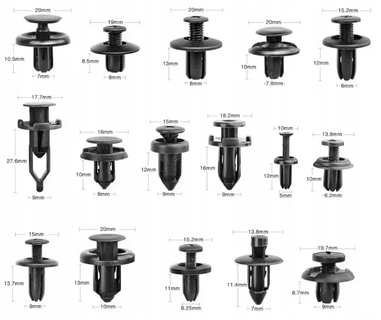 Spinki do tapicerki samochodowej wymiary