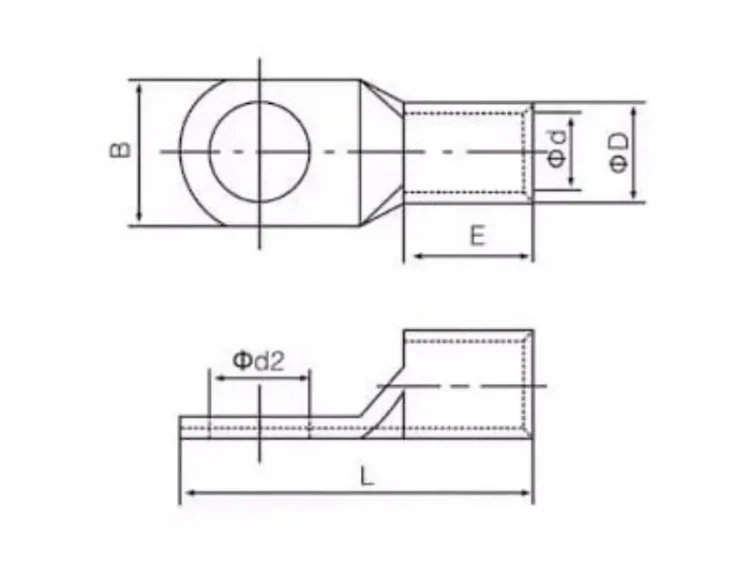 Końcówka kablowa miedziana M8 16mm2 wymiary
