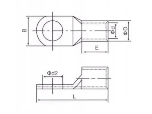 Miedziana końcówka oczkowa elektryczna M8 10mm2 wymiary
