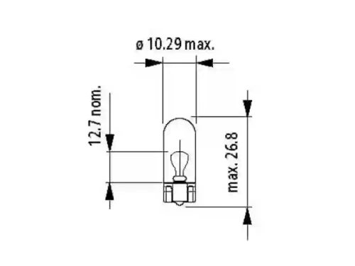Wymiary żarówki bezcokołowej 24V W5W Narva 17197