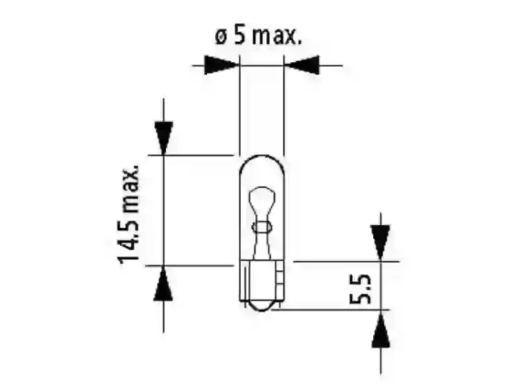 Wymiary żarówki 24V W1,2W Narva 17040