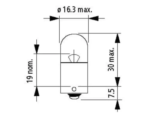 Wymiary żarówki 24V R5W Narva 17181