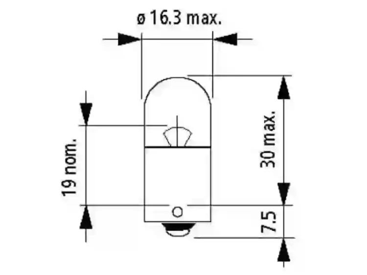 Wymiary żarówki 24V R10W Narva 17326