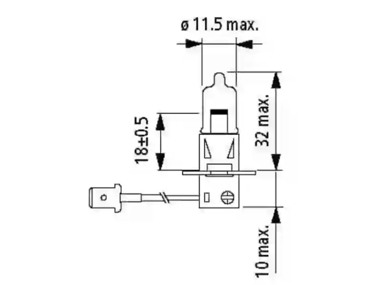 Żarówka 24V H3 70W z przewodem Narva 48700 wymiary