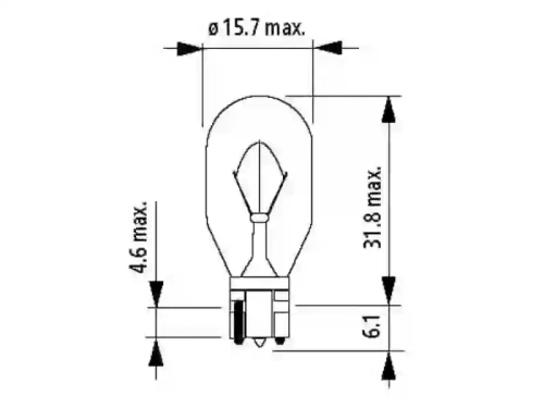 Wymiary żarówki bezcokołowej 12V W16W Narva