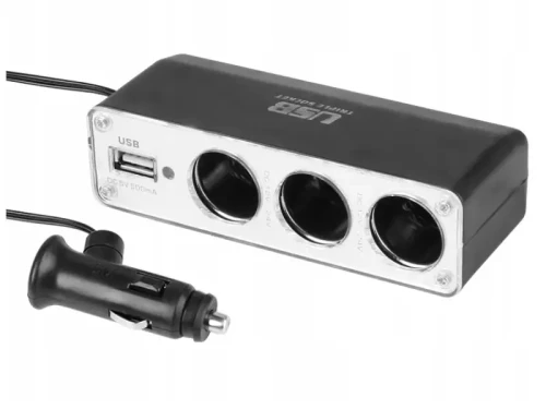 Rozgałęziacz zapalniczki 3 gniazda z USB