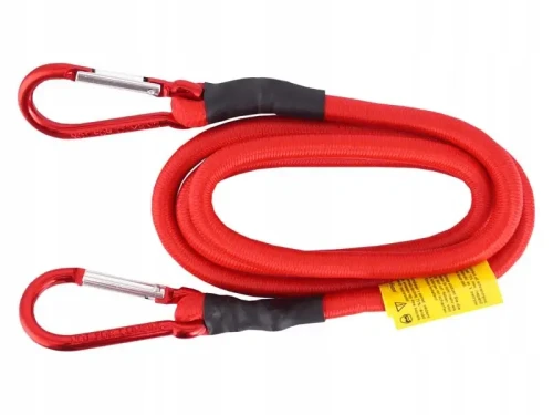 Linka z karabińczykami 120cm czerwona