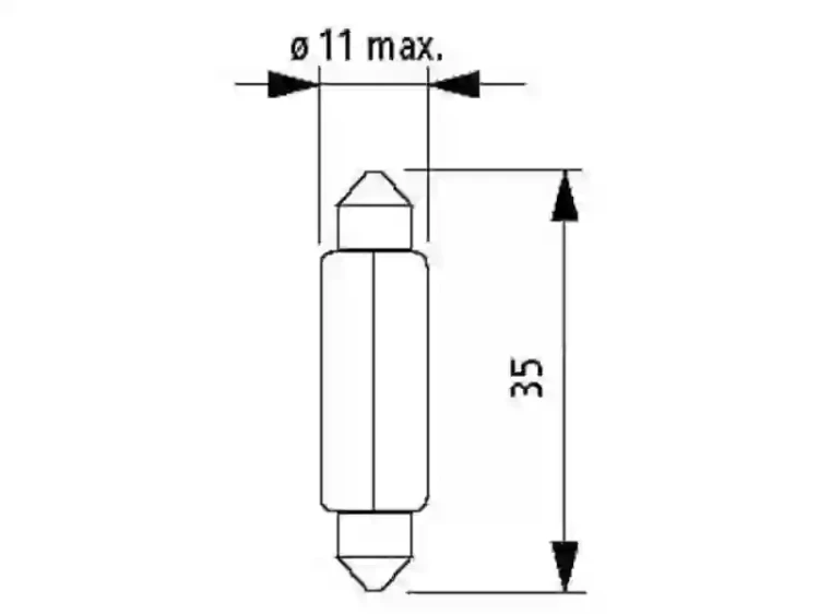 Żarówka rurkowa 38mm wymiary C5W 12V Narva 17125