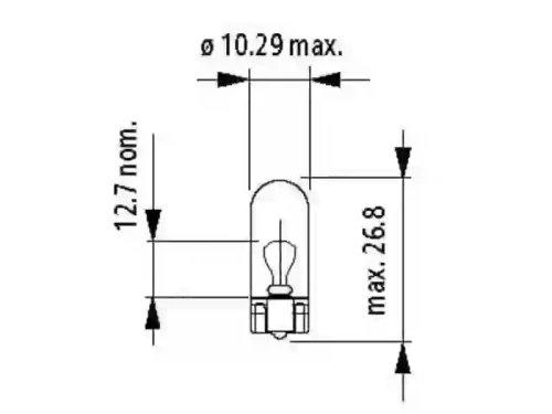 Wymiary żarówki samochodowej całoszklanej WY5W Narva