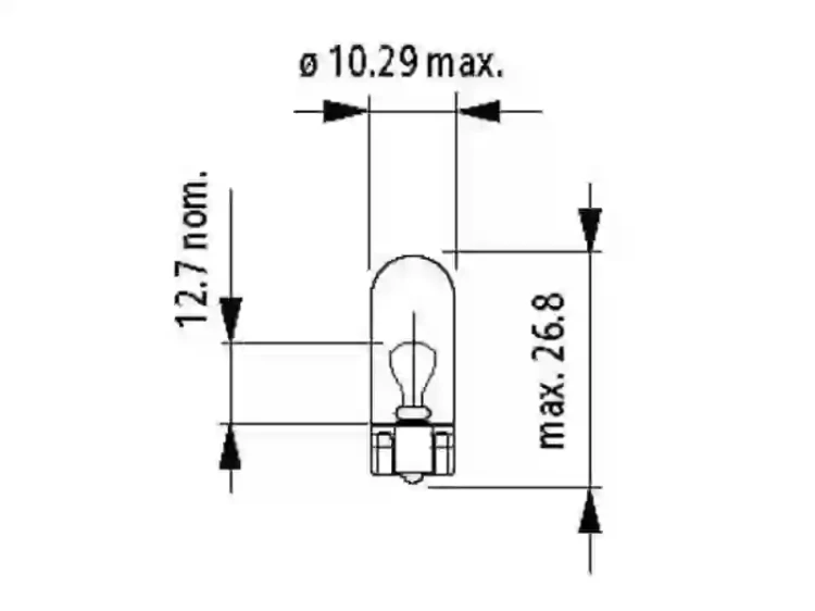 Żarówka samochodowa całoszklana W5W wymiary Narva 17177