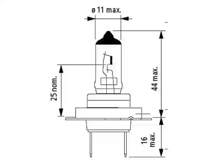Żarówka samochodowa 12V H7 55W wymiary