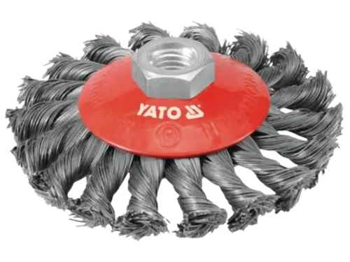 Szczotka tarczowa FI 100 mm z gwintem M14 splatana YT-4763