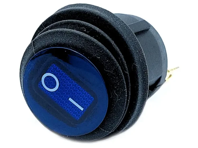 Przełącznik hermetyczny 12V 20A niebieski okrągły 2-pozycyjny