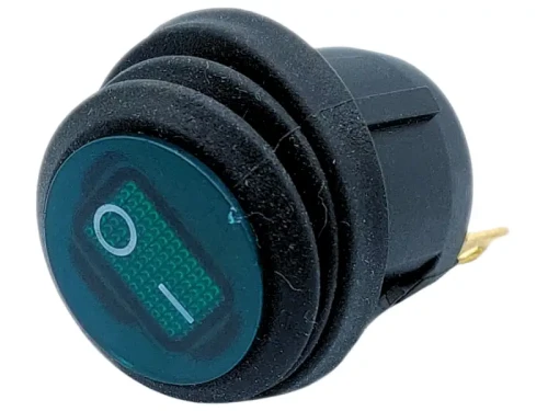 Przełącznik hermetyczny 12V 20A zielony okrągły 2-pozycyjny