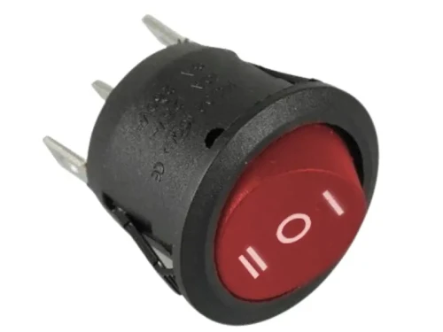 Przełącznik okrągły ON OFF ON 3 pozycyjny czerwony