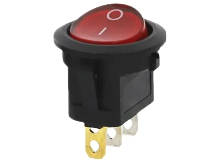 Przełącznik podświetlany 250V 6,5A okrągły czerwony