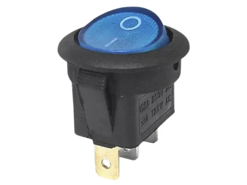 wyłącznik okrągły niebieskie podświetlenie 230V