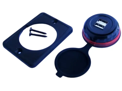 ładowarka samochodowa USB plaska czerwona