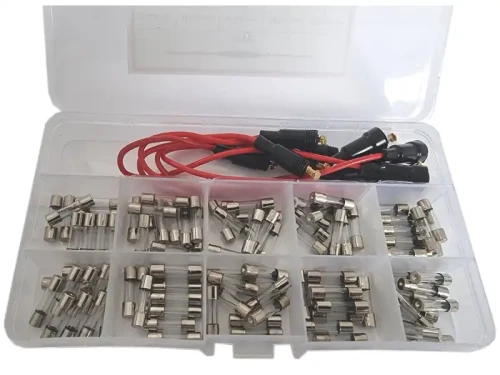 Bezpieczniki szklane WTA 20mm 100 sztuk i 5 gniazd