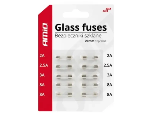 Bezpieczniki rurkowe mini 20mm zestaw 10szt.