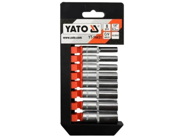 Zestaw długich nasadek 1/4" YT-14431
