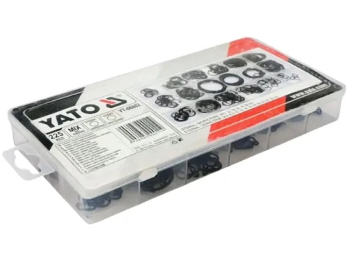 Pierścienie segera zewnętrzne i wewnętrzne YT-06882 YATO zestaw 225 szt.
