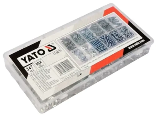 Zestaw wkrętów, nakrętek, śrub i podkładek 347  szt. YT-06771 YATO
